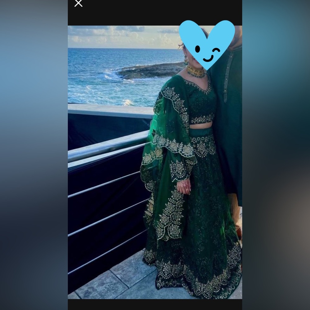 Elegant Green Embroidered Women's Dress